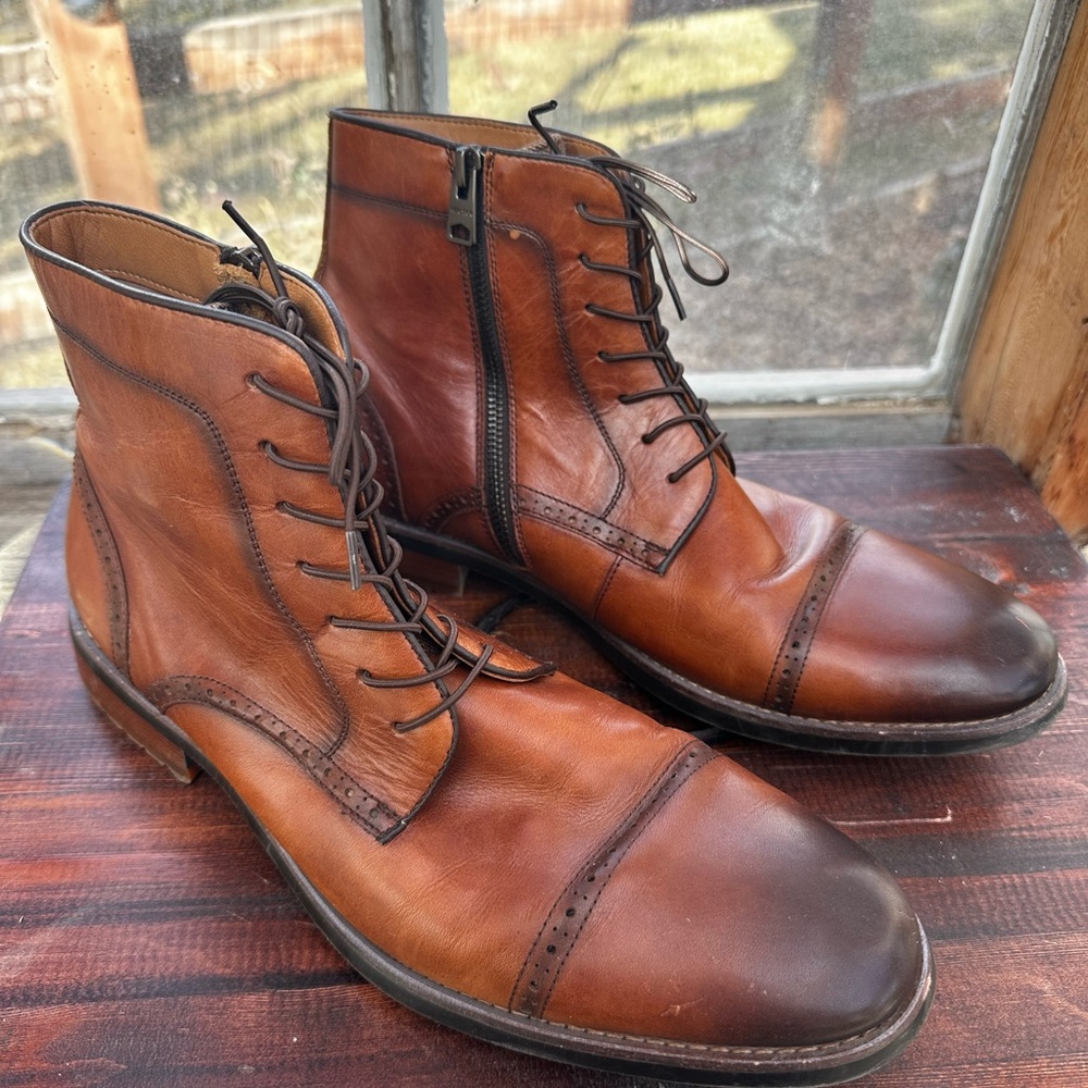 Kenneth Cole Reaction Two-Tone Leather Boots
